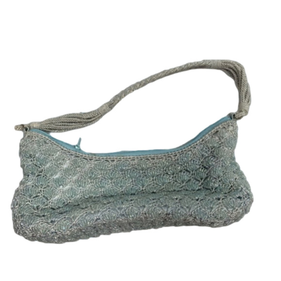 PINO Carina Dainty Baby Blue Crocheted Handbag - Picture 1 of 7